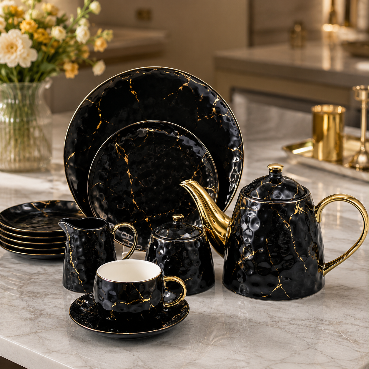 Emerald Marble 24-Piece Tea Set