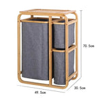 3 Grid Bamboo Laundry Basket - Grey
