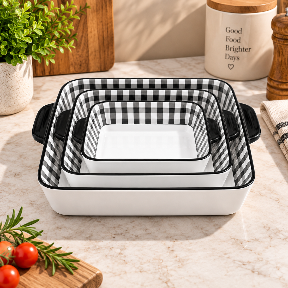 Premium Ceramic Baking Dish Set – 3 Pcs