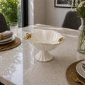 Angela Royal Floral Gold Accent Ceramic Pedestal Bowl – 10.5 Inch