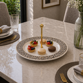 Angela Elegant Geometric Rim Ceramic Pastry Tray