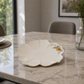 Angela Elegant Floral Gold Accent Ceramic Dinner Plate – 7.5 Inch