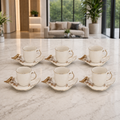 Angela Golden Bird Accent 6-Piece Ceramic Tea Cup Set