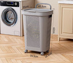 Slim Laundry Hamper 60L Capacity Clothes Basket With Lid For Wardrobe Storage