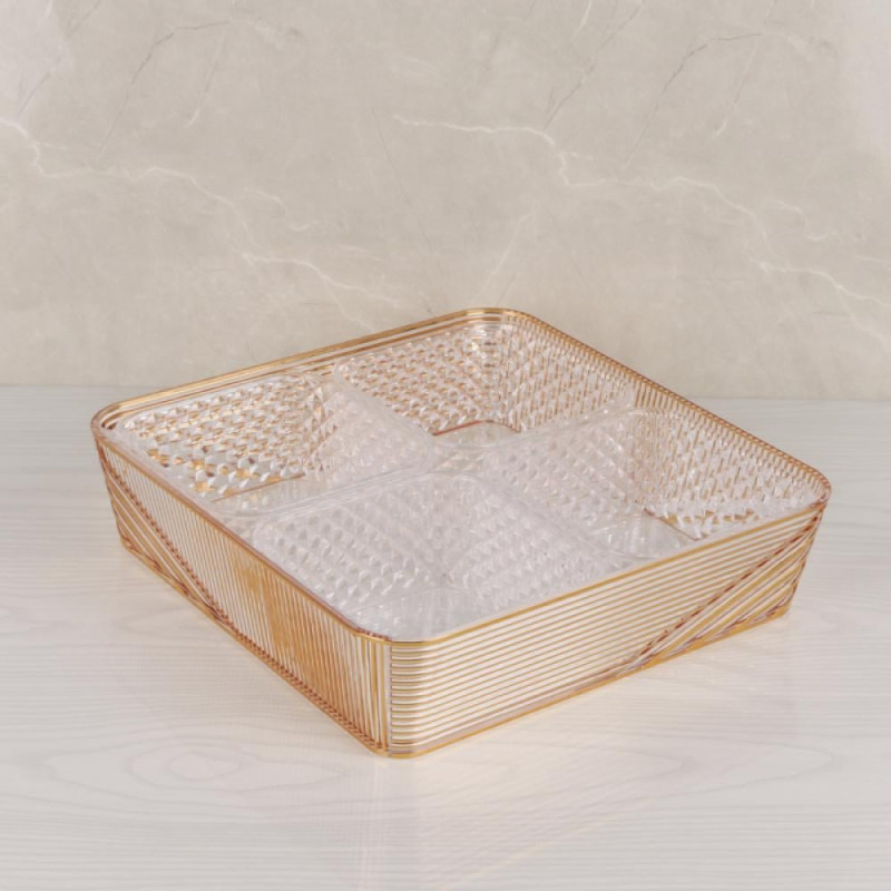 Acrylic Dry Fruit Tray With Lid – Stylish Square Serving Box