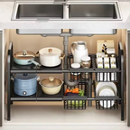 2 Tier Under Sink Organizer, Expandable Cabinet Shelf, Multifunctional Kitchen Organizer