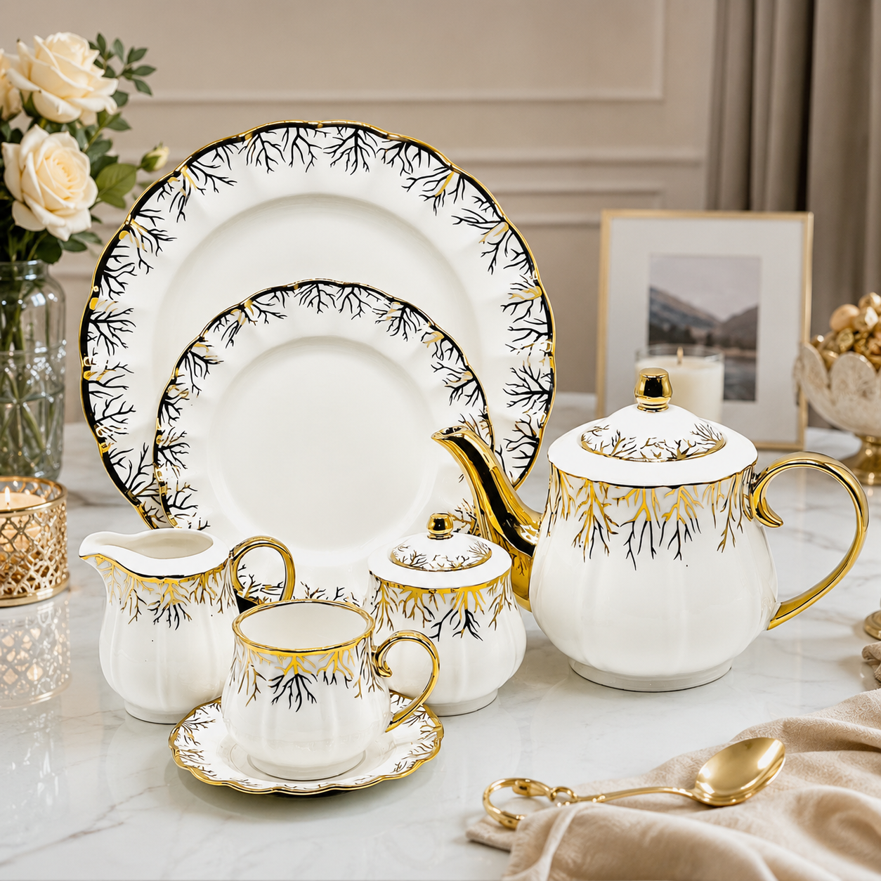 Luxe Gold 24-Piece Tea Set