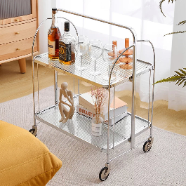 Modern Gold Folding Bar Cart Trolly