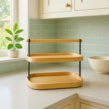 2-Tier Bamboo Salad & Snack Serving Stand