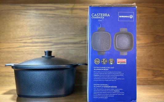 KORKMAZ Square Cast Iron Casserole 28 x 28 x 12.5 cm “Casterra”