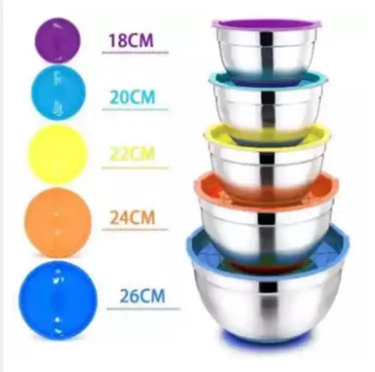 Stainless Steel Mixing Bowl with Lid Set of 5
