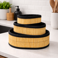 Multipurpose Bamboo Basket Set Black - Round