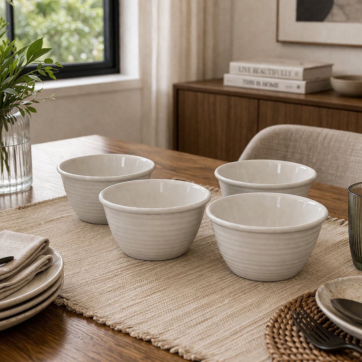 Danny Home Ceramic Salad Bowl Set 4pcs