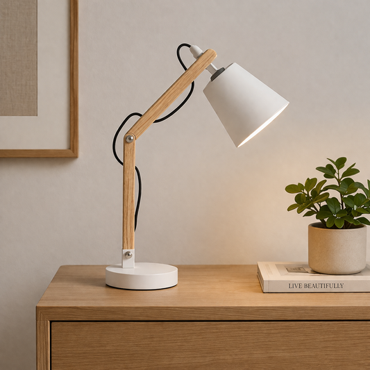 Danny Home Wooden Desktop Lamp 37cm - White