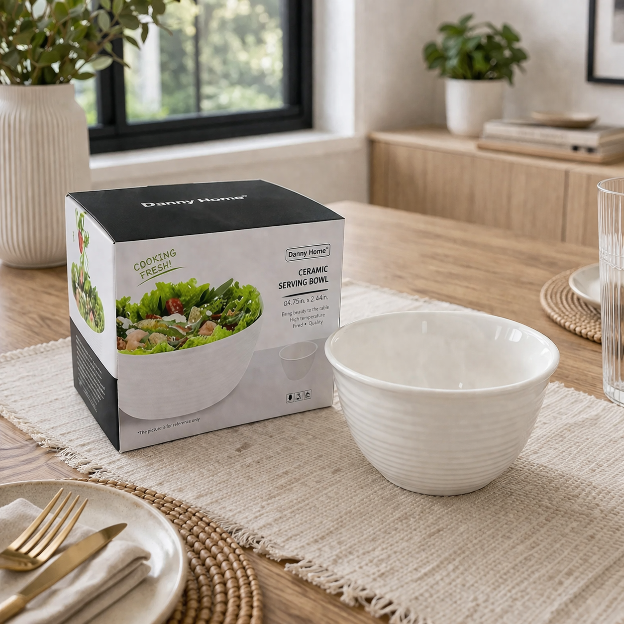 Danny Home Ceramic Salad Bowl Set 4pcs