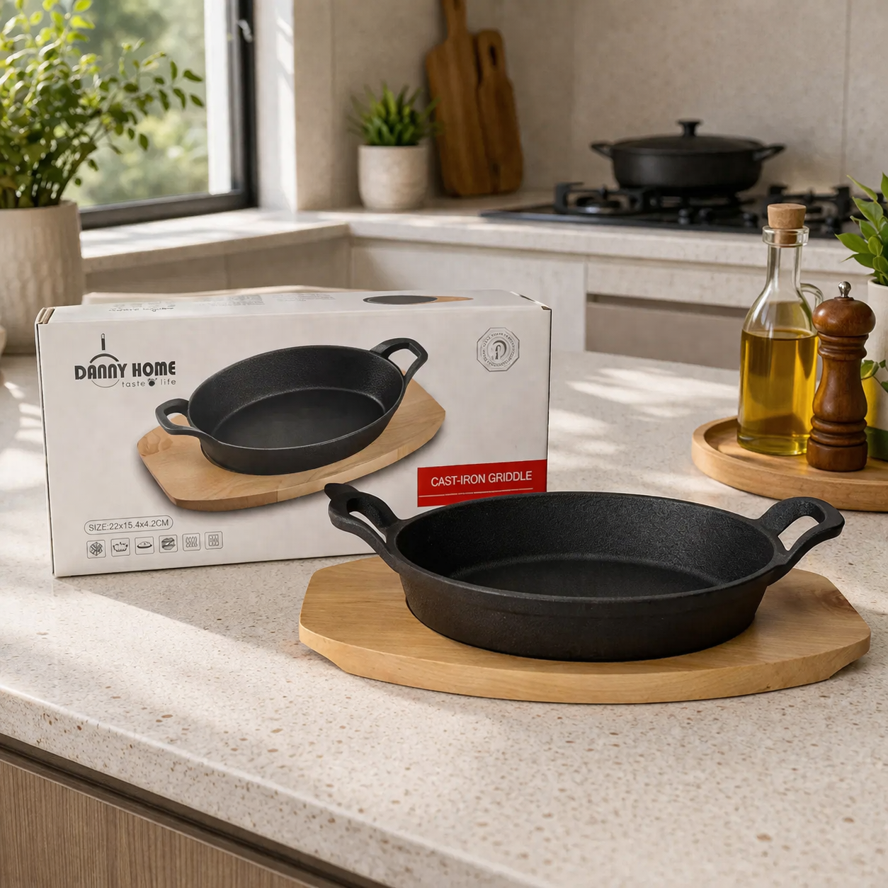 Danny Home Sizzling Pan with Bamboo Base 30cm