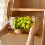 Modern Glass Fruit Bowl With Premium Wooden Base