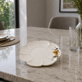 Angela Elegant Floral Gold Accent Ceramic Dinner Plate – 10.5 Inch