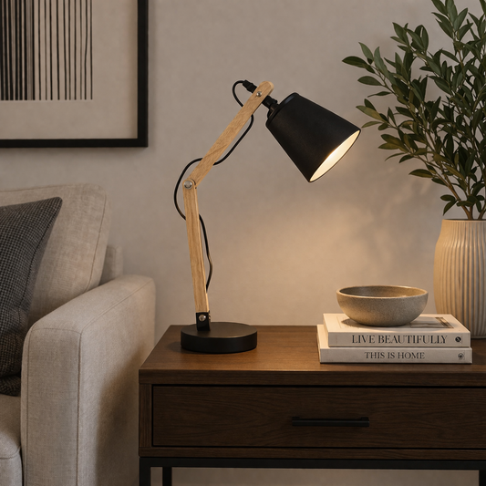 Danny Home Wooden Desktop Lamp 37cm - Black