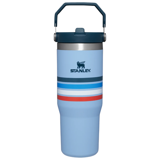The IceFlow™ Flip Straw Tumbler | 30 OZ - Cornflower Stripe