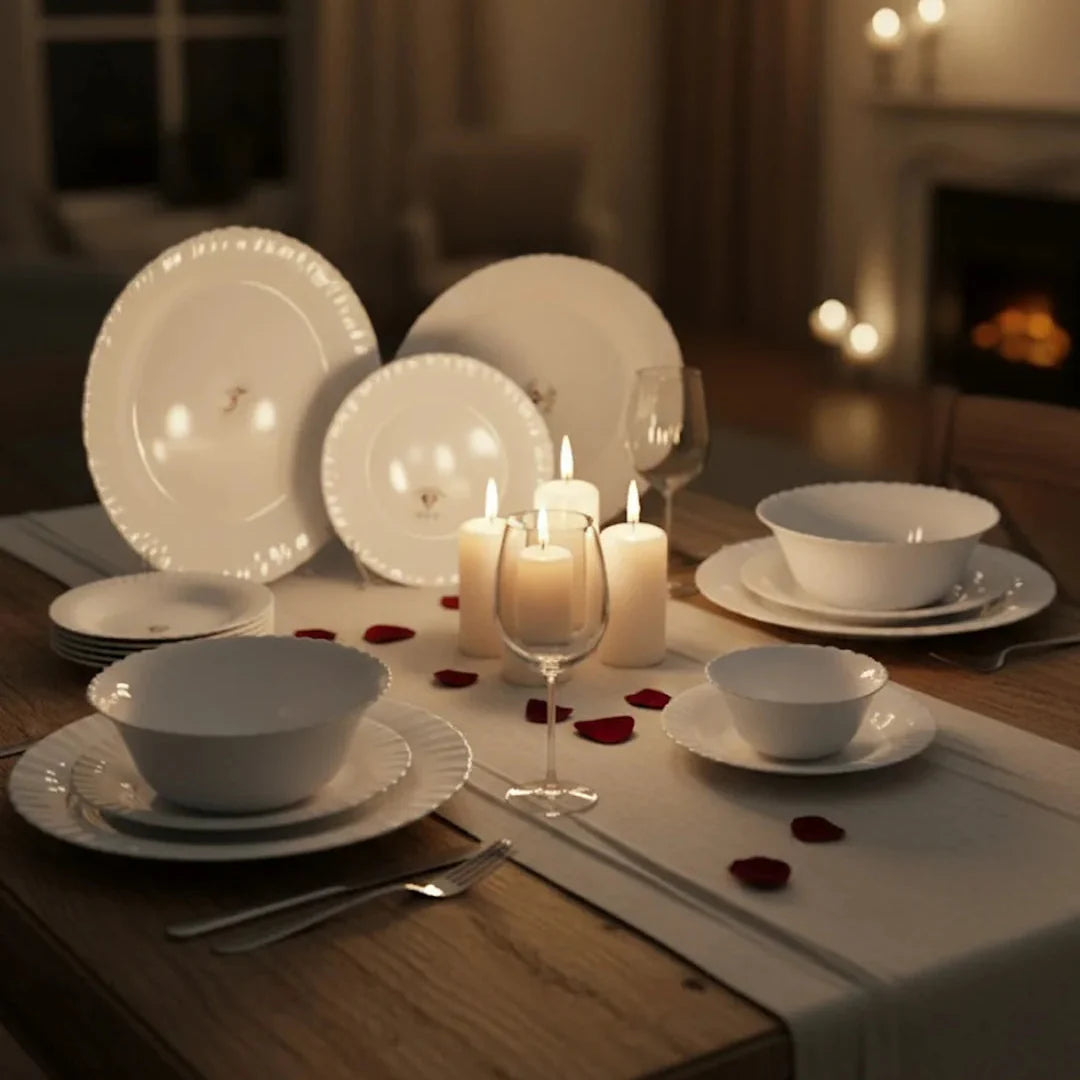 Elegant 26-Piece White Dinnerware Set – Premium Opal Collection