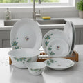 26-Piece Floral White Dinnerware Set – Elegant Opal Tableware for 6