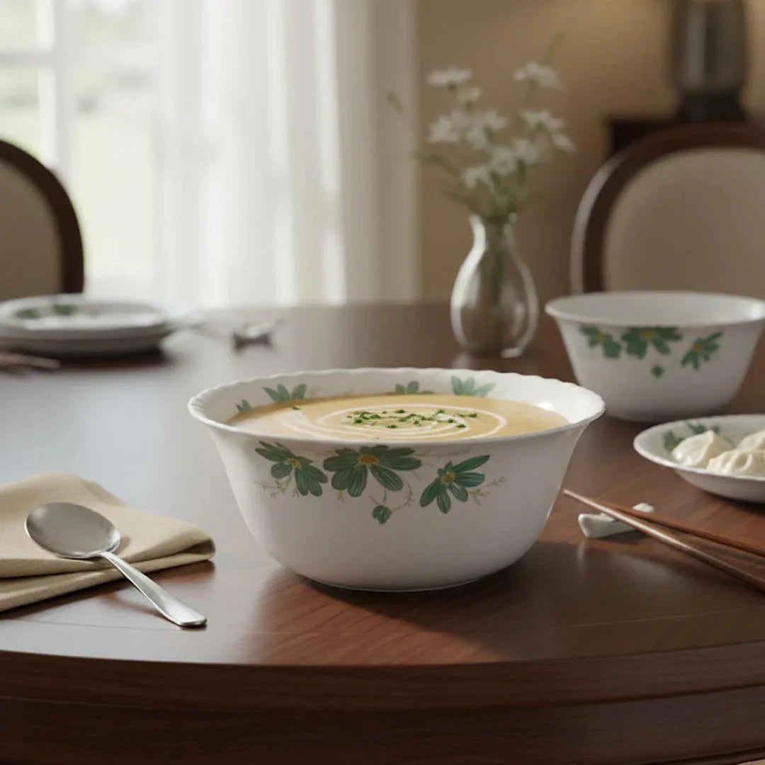 26-Piece Floral White Dinnerware Set – Elegant Opal Tableware for 6