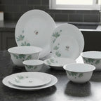26-Piece Floral White Dinnerware Set – Elegant Opal Tableware for 6