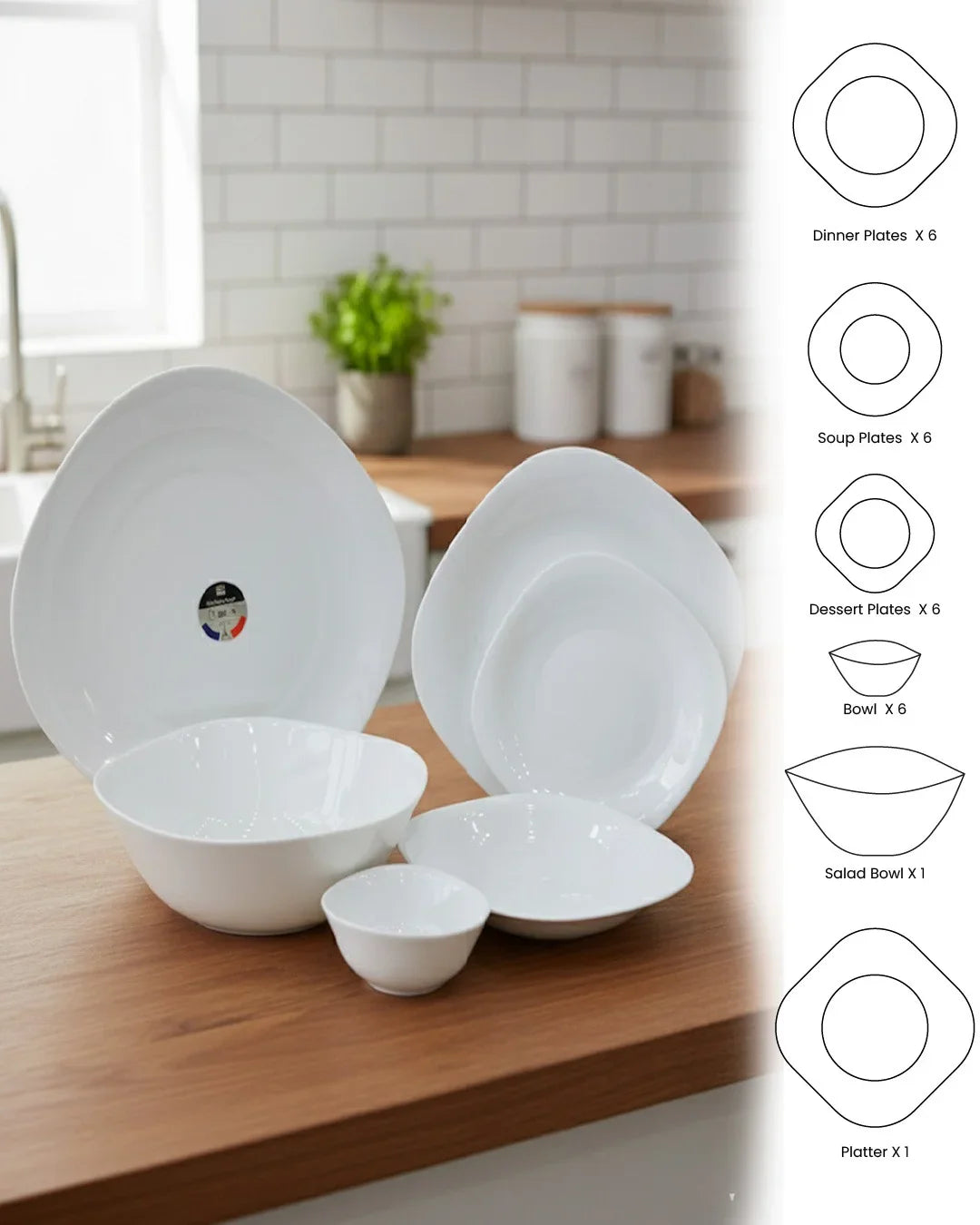 Contemporary Square Opal Dinner Set