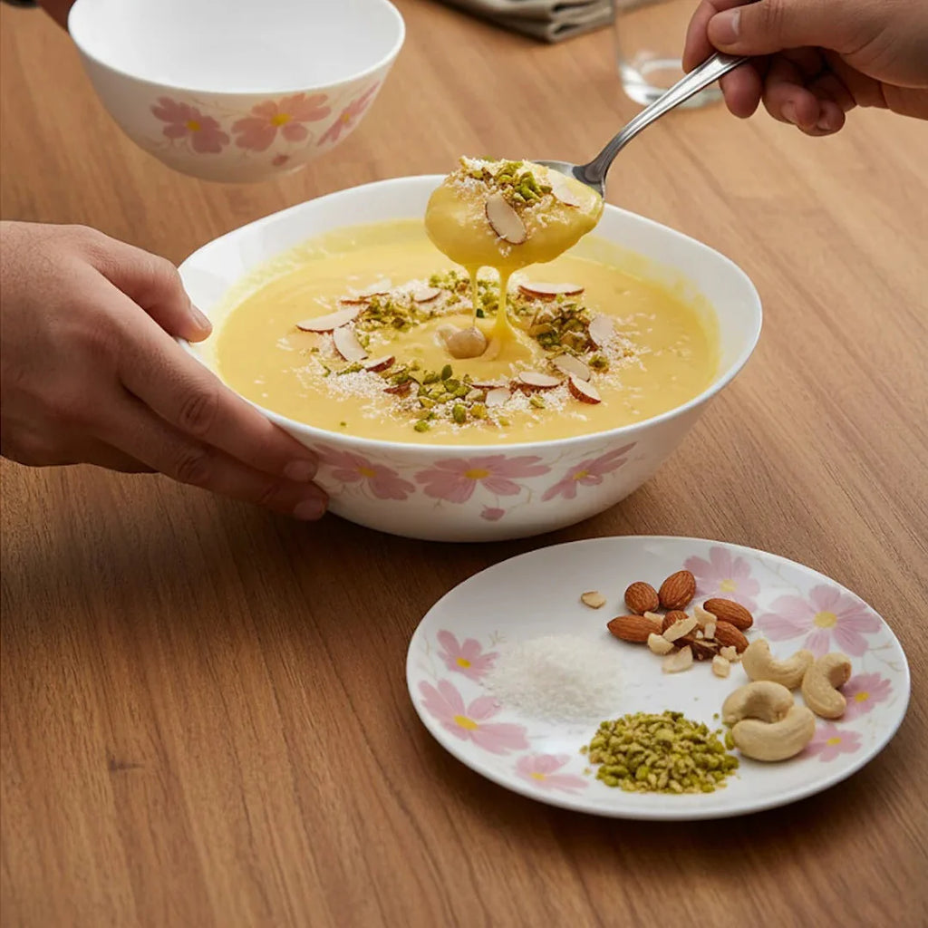 Elegant Floral Square Opal Dinner Set