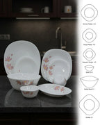 Elegant Floral Square Opal Dinner Set