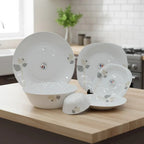 Modern Leaf Design Opal Dinner Set