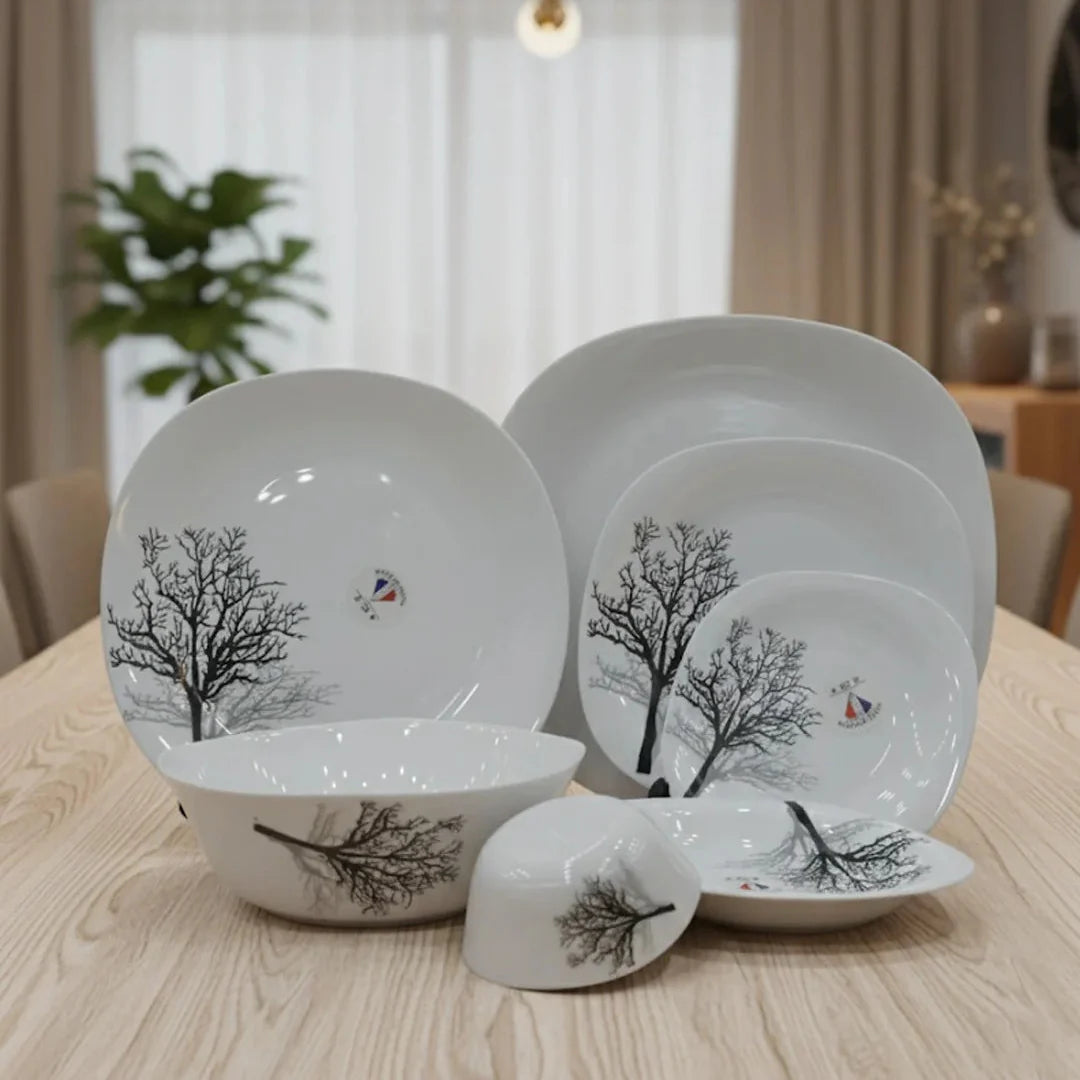 Minimalist Winter Tree Dinnerware Set – 26 Pieces