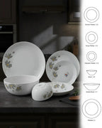Elegant Grey Blossom Dinnerware Set – 26 Pieces
