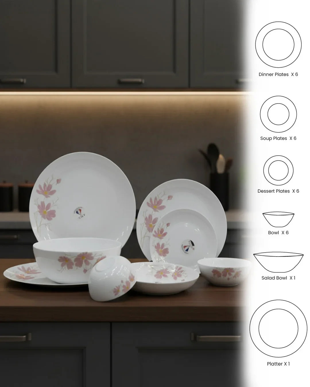 Blossom Harmony Dinnerware Set – 26 Pieces