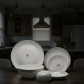 26-Piece Opalware Dinner Set with Minimalist Grey Line Design