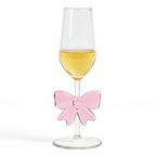 Pink Bow Champagne Flute Glass