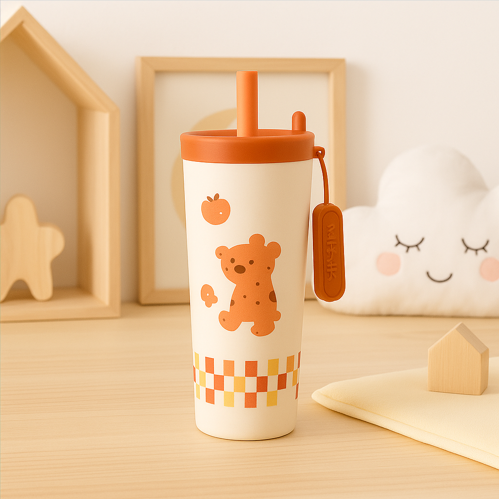 Kids Cartoon Straw Tumbler – 800ml