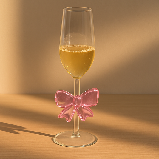 Pink Bow Champagne Flute Glass