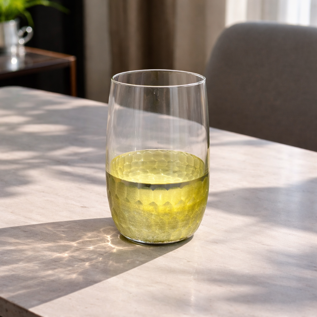 Golden Bottom Crystal Glass - Oval - Set of 6