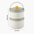 Stainless Steel 2Pcs Lunch Box with Foldable Spoon & Handle