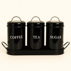 Vintage Retro Metal Jar Set With Tray