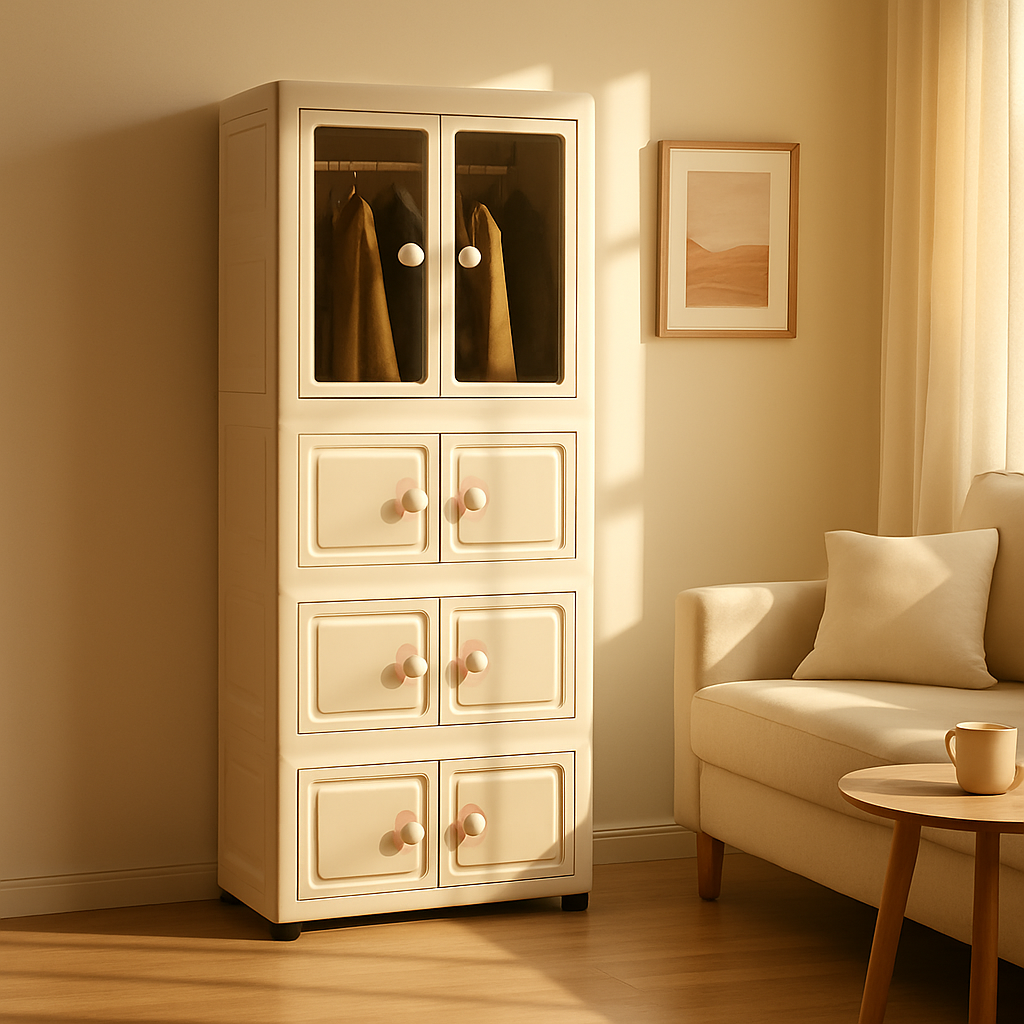 Foldable Dustproof Multi-layer Plastic Storage Cabinet