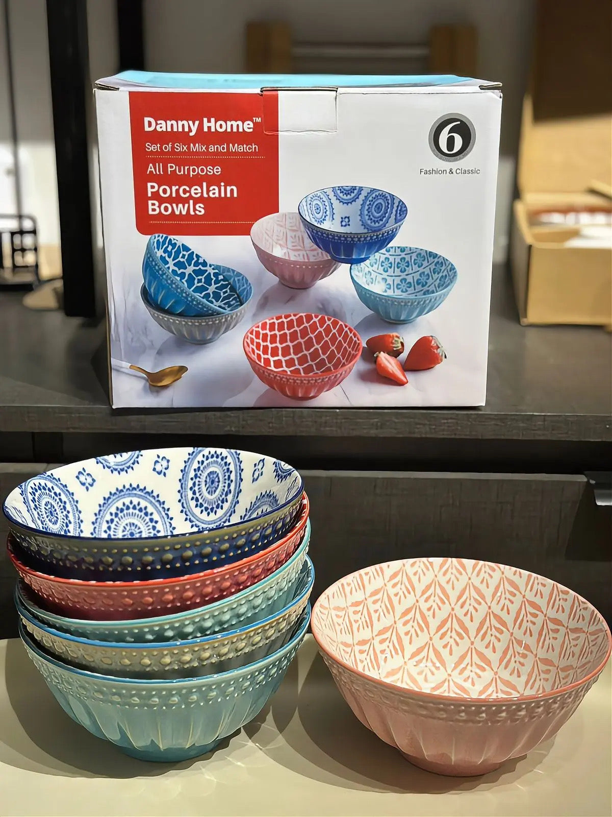 Danny Home Bohemian Design Soup Bowls 6pcs 15.6cm