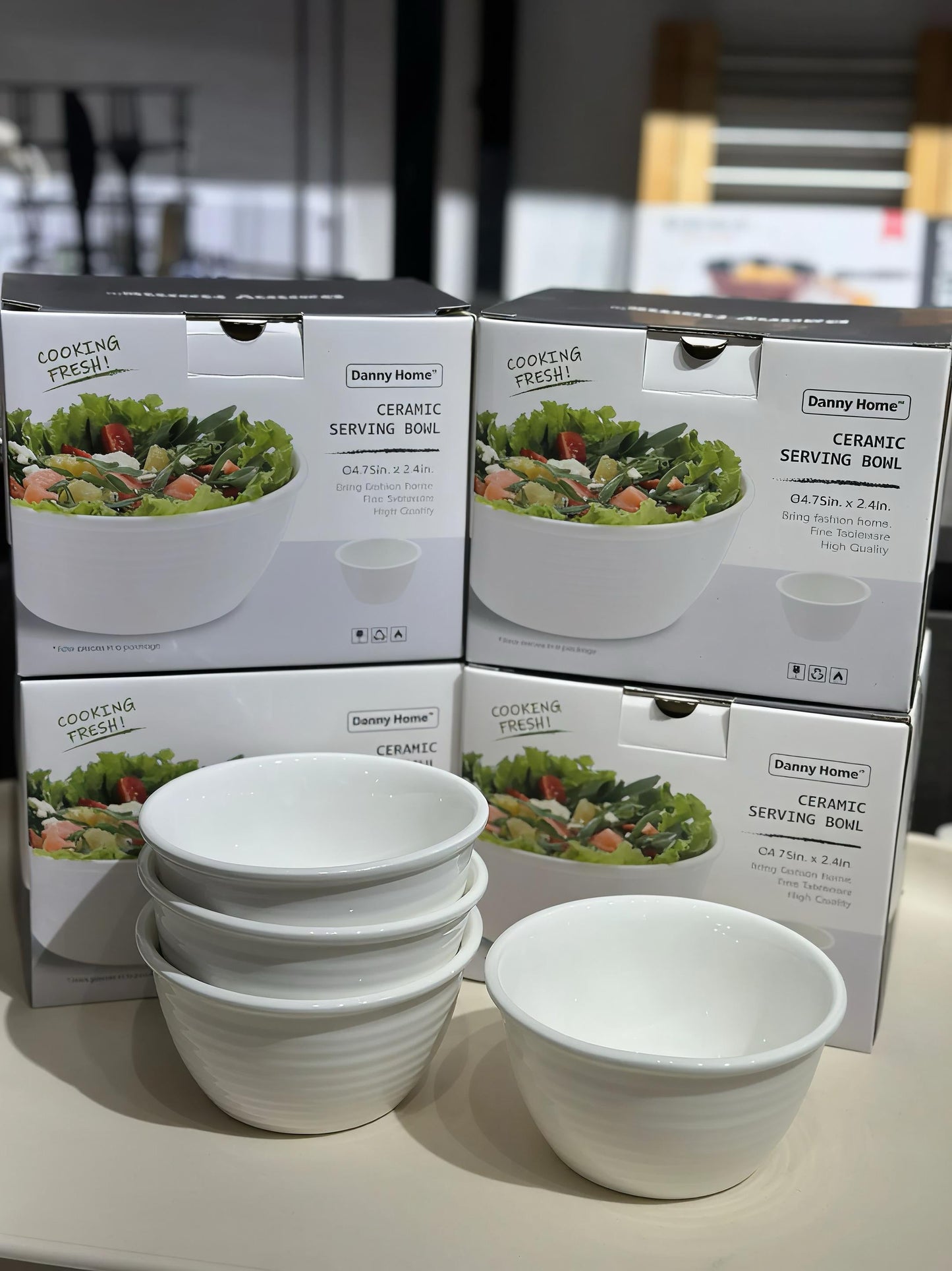 Danny Home Ceramic Salad Bowl Set 4pcs