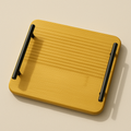 2-Piece Bamboo Serving Tray Set with Black Metal Handles