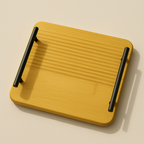 2-Piece Bamboo Serving Tray Set with Black Metal Handles