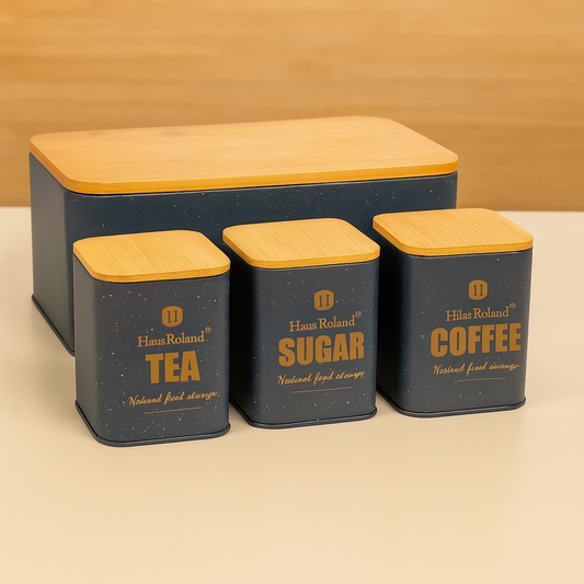 HausRoland Deluxe Bread Bin & Canister Combo Set - Grey