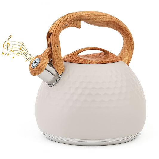 HausRoland White Textured Whistling Kettle