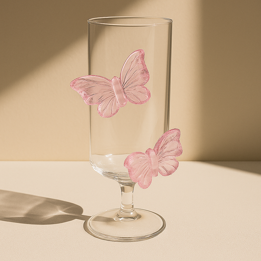 Pink Bow Flutter Glass